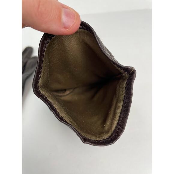 Leather Gloves Womens Size Small Dark Brown Insulated Long Winter Gloves - Picture 7 of 9